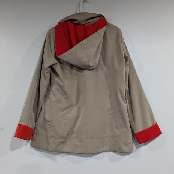 Liz Claiborne Outerwear Rain Jacket with Hood Beige Red Size Medium - Picture 5 of 7